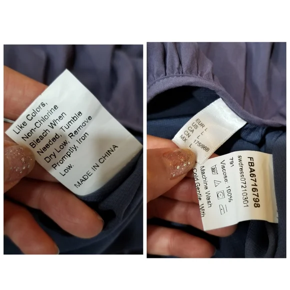 Strappy Midi Boho  Dress with Shoulders Down, Very Light Dark Blue Color, SIZE L - Picture 17 of 17